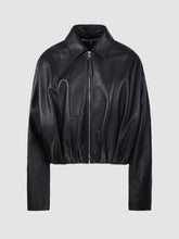 Women Loewe Black Lambskin Draped Leather Jacket